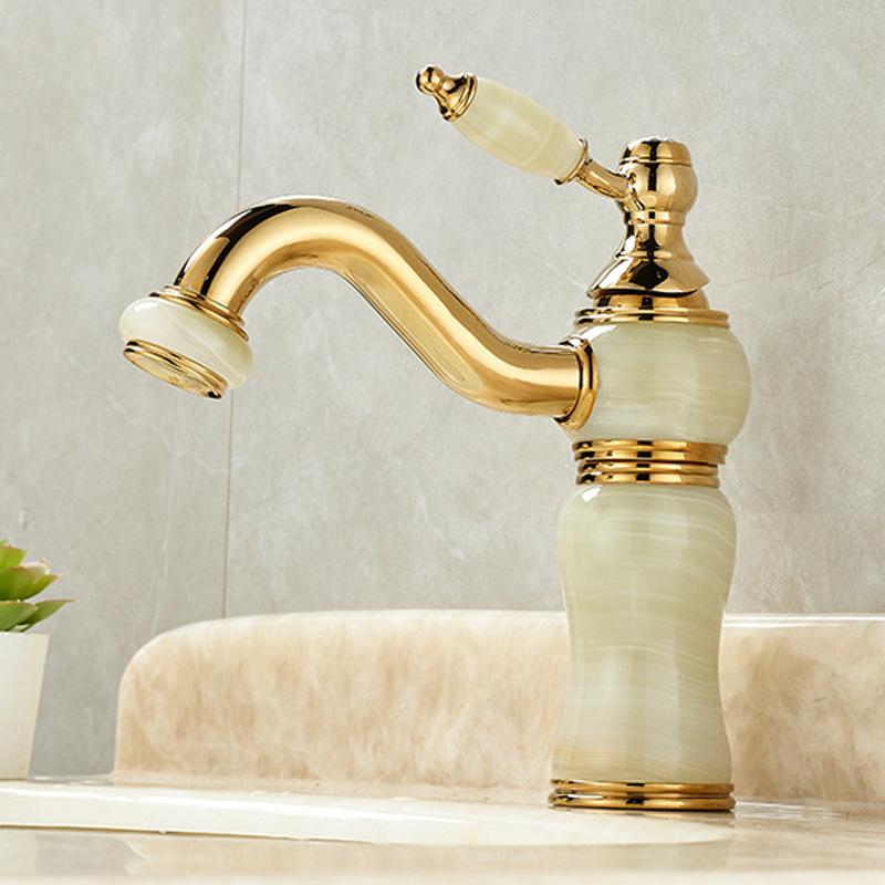 Basin Mixer Cartridge - Luxury Brass and Jade Bathroom Faucet